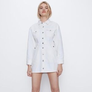 ZARA | Denim Dress in White